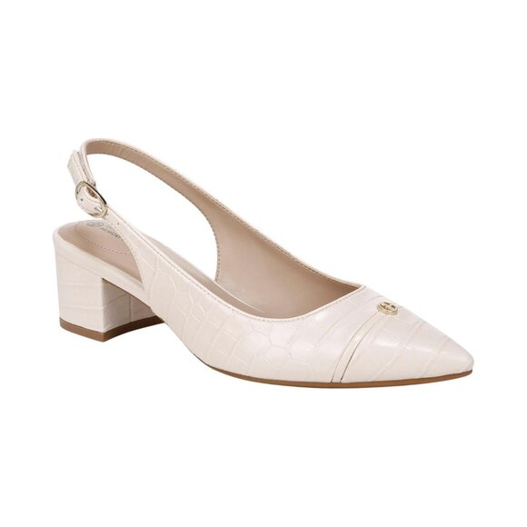 Giani Bernini Memory Foam Block Heel Slingback Pumps Bisque Croco Off White 8.5M - Picture 7 of 11